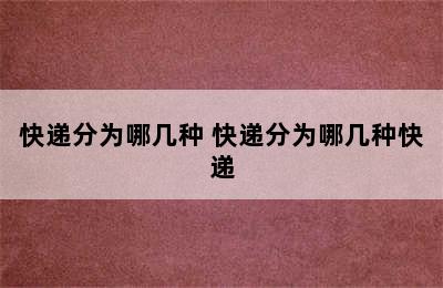快递分为哪几种 快递分为哪几种快递